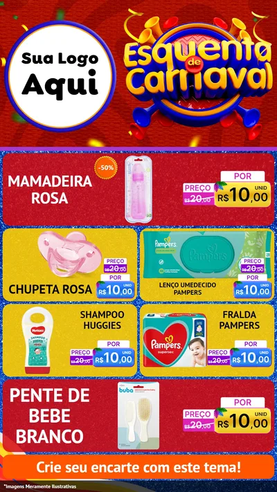 Modelo de TV para TV Vertical com o tema Esquenta de Carnaval para Bebês