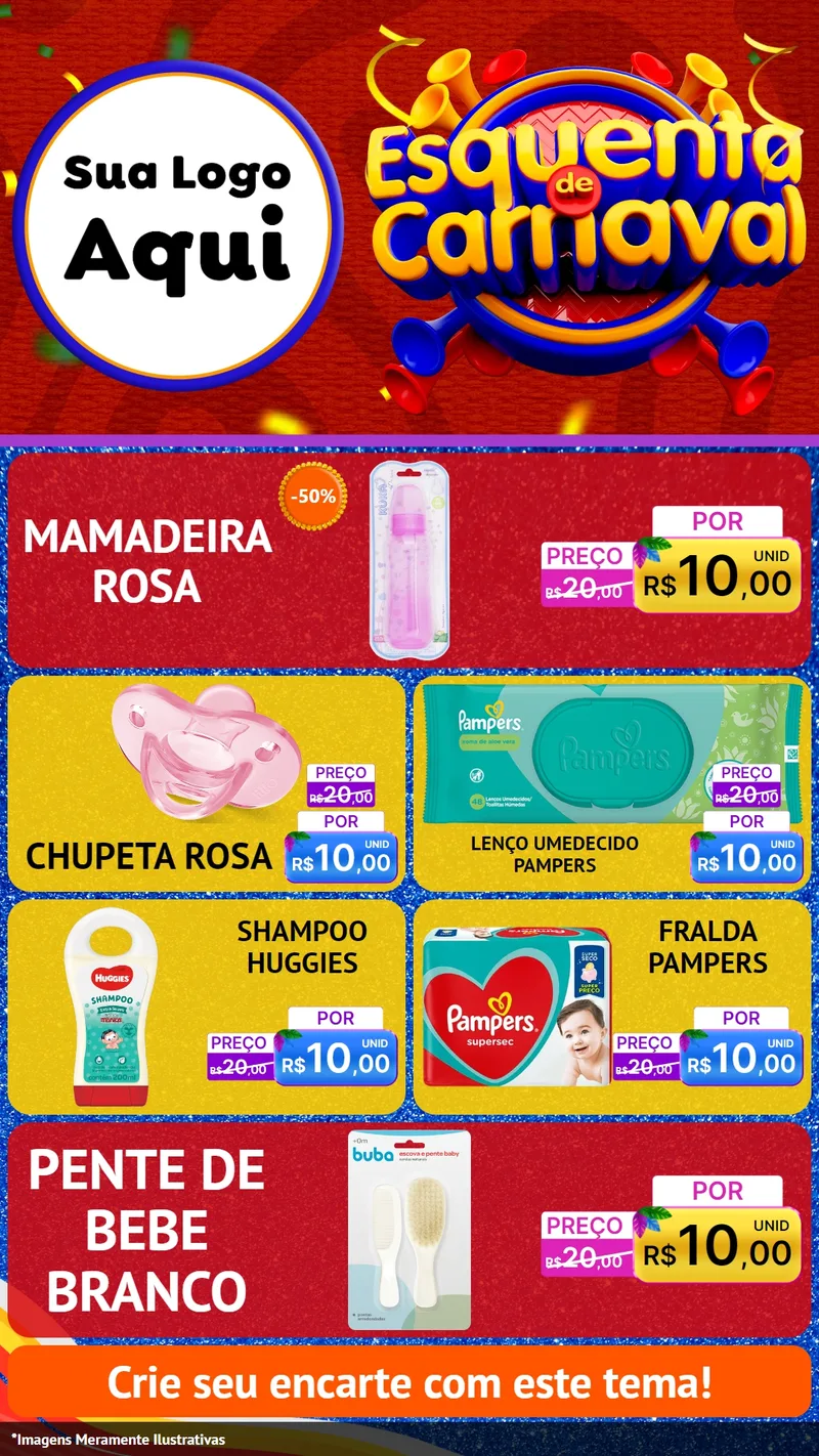 Modelo de TV para TV Vertical com o tema Esquenta de Carnaval para Bebês