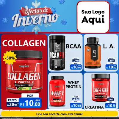 Modelo de Rede Social para Feed Facebook com o tema Ofertas de Inverno para Suplementos alimentares