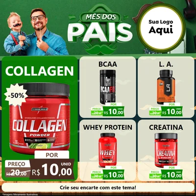 Modelo de Rede Social para Feed Facebook com o tema Mês dos Pais para Suplementos alimentares