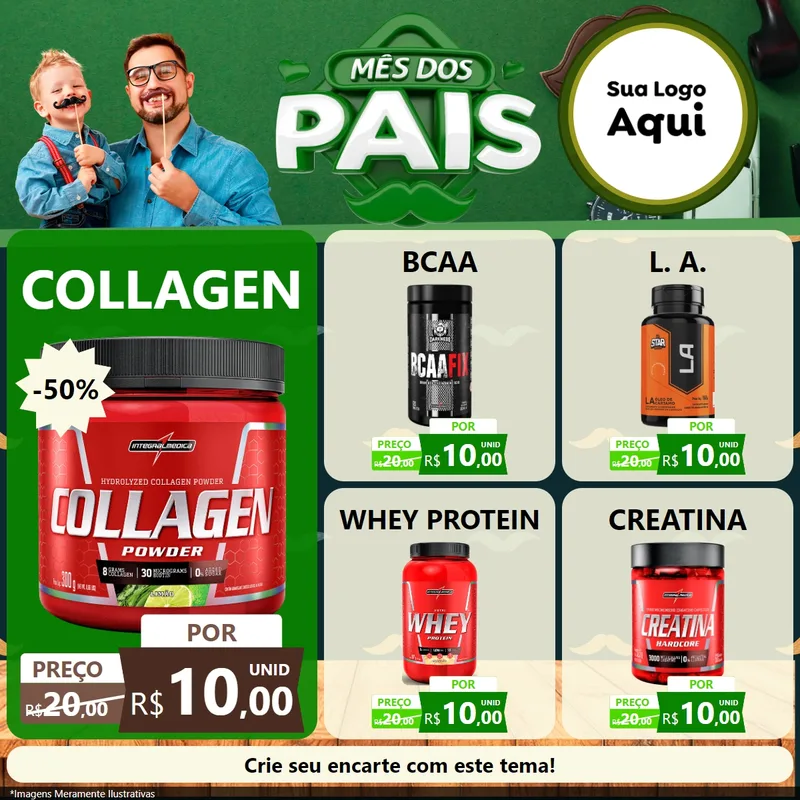 Modelo de Rede Social para Feed Facebook com o tema Mês dos Pais para Suplementos alimentares