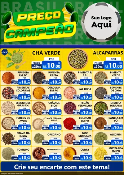 Modelo de Encarte para Encarte A4 Vertical com o tema Preço Campeão - Copa para Produtos Naturais