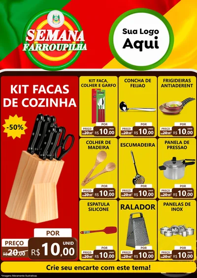 Modelo de Encarte para Encarte A4 Vertical com o tema Semana Farroupilha para Utilidades Domésticas