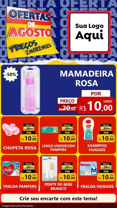 Modelo de Rede Social para Stories com o tema Ofertas de Agosto - Preços Incríveis para Bebês