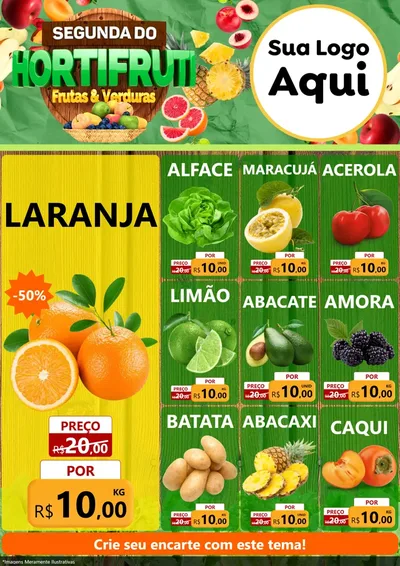 Modelo de Encarte para Encarte A4 Vertical com o tema Segunda do Hortifrúti para Hortifrúti