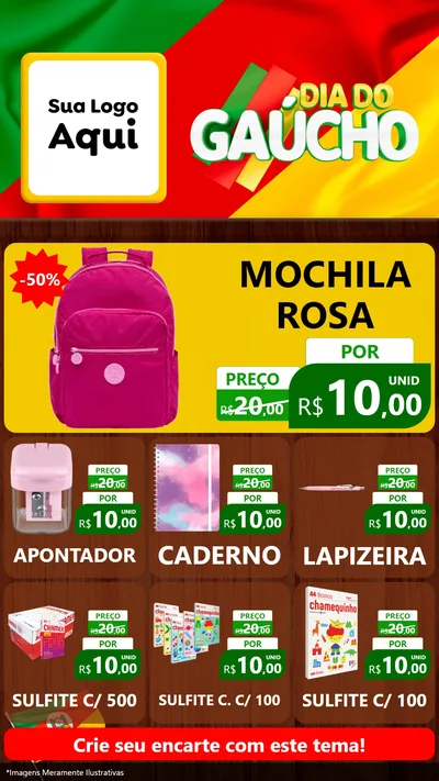 Modelo de Rede Social para Stories com o tema Dia do Gaúcho para Papelaria