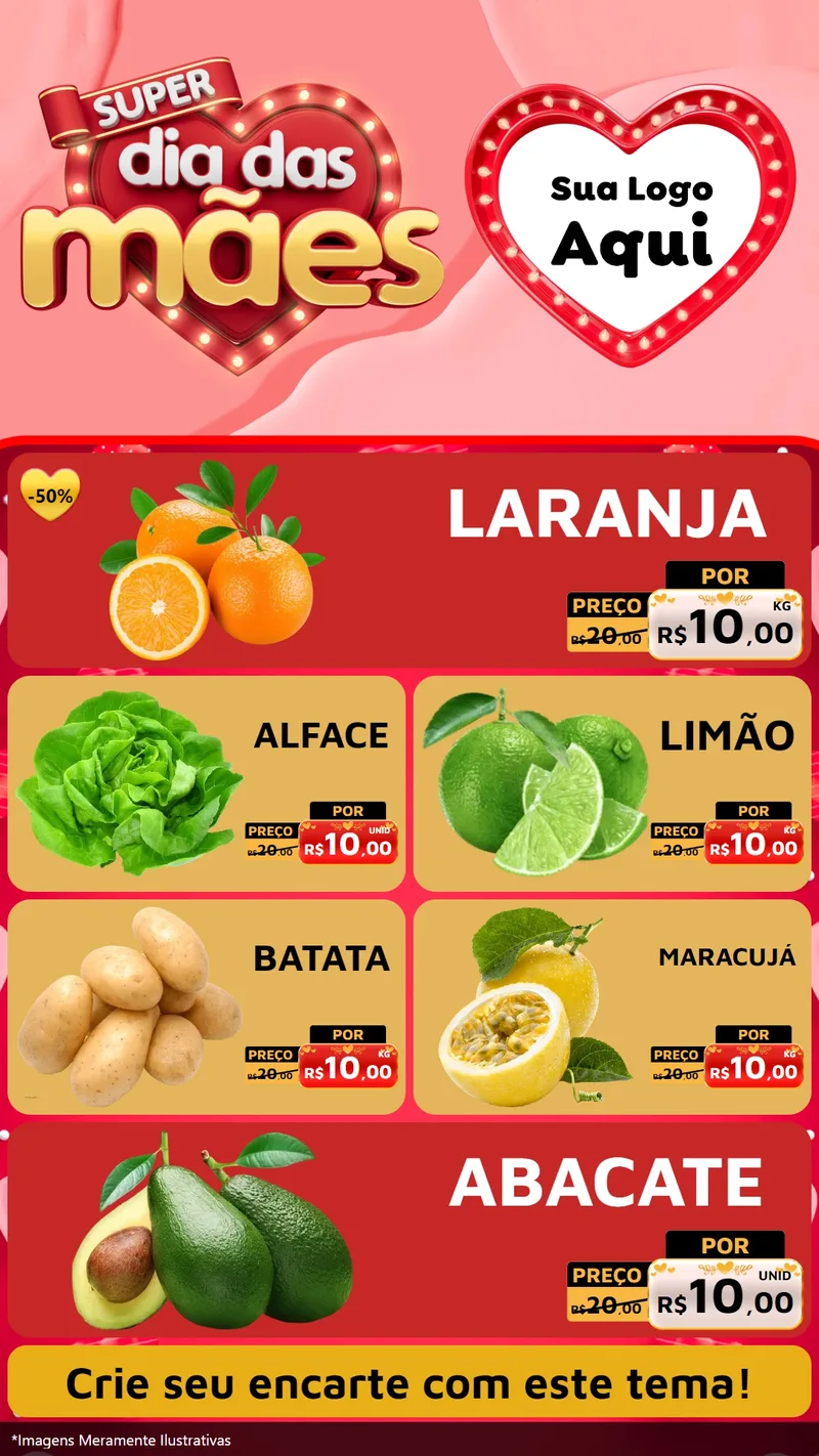Modelo de TV para TV Vertical com o tema Super Dia Das Mães para Hortifrúti