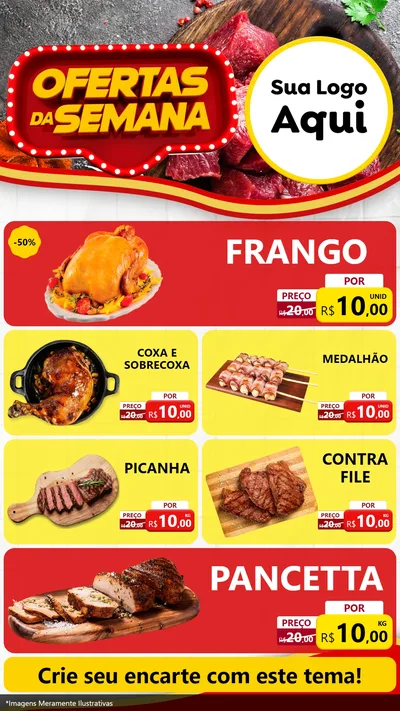 Modelo de TV para TV Vertical com o tema Ofertas da Semana para Assados
