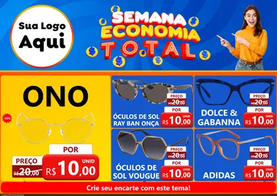 Modelo de Encarte para Encarte A4 Horizontal com o tema Semana Economia Total para Óticas