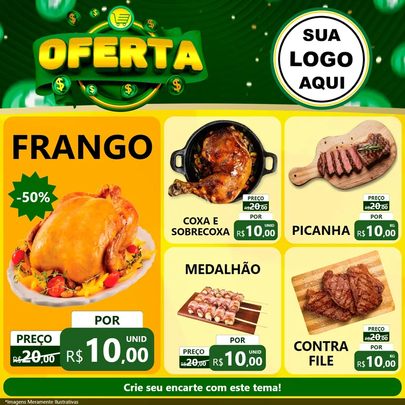 Modelo de Rede Social para Feed Facebook com o tema Oferta para Assados