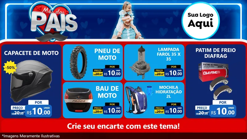 Modelo de TV para TV Horizontal com o tema Mês Dos Pais para Moto peças