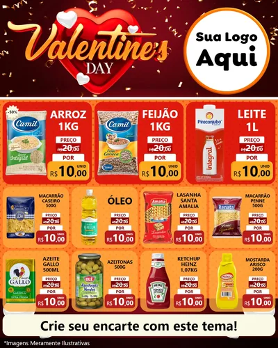 Modelo de Rede Social para Feed Instagram com o tema Valentine's Day para Supermercado