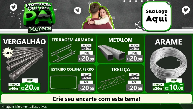 Modelo de TV para TV Horizontal com o tema Promoção Que seu Pai Merece para Ferragens