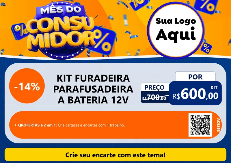 Modelo de Cartaz para Cartaz A4 Horizontal com o tema Mês do Consumidor para Maquinas e Ferramentas