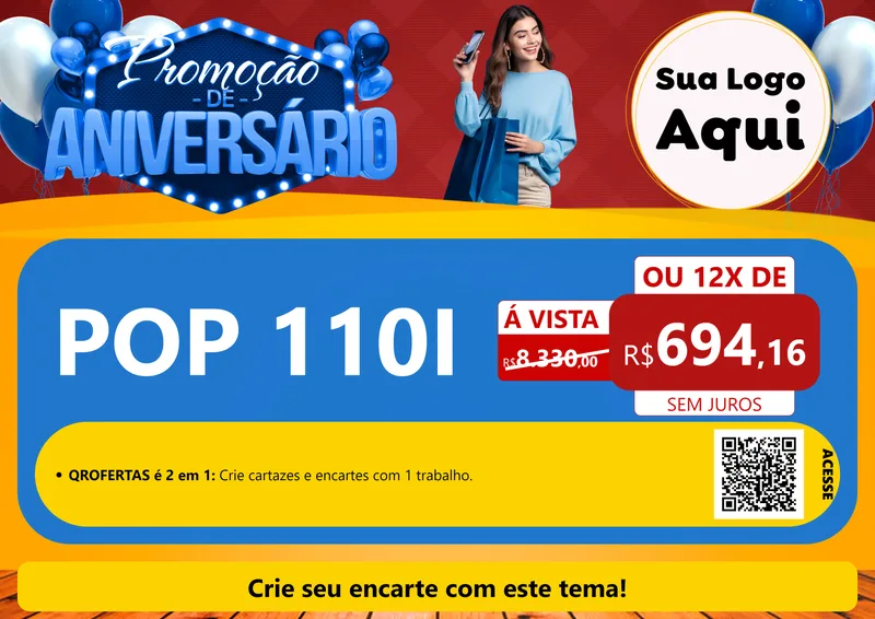 Modelo de Cartaz para Cartaz A4 Horizontal com o tema Promoção de Aniversário para Concessionaria de Motos