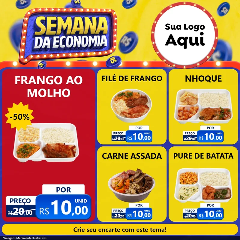 Modelo de Rede Social para Feed Facebook com o tema Semana da Economia para Restaurante