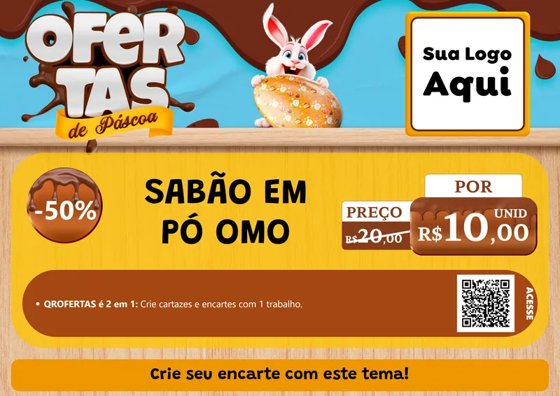 Modelo de Cartaz para Cartaz A4 Horizontal com o tema Ofertas de Páscoa para Produtos de Limpeza