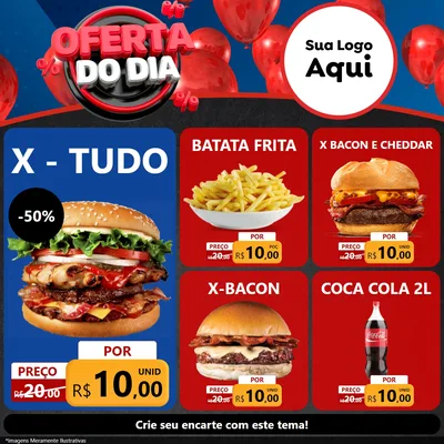 Modelo de Rede Social para Feed Facebook com o tema Oferta do Dia para Hamburgueria