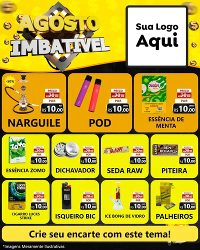 Modelo de Rede Social para Feed Instagram com o tema Agosto Imbatível para Tabacaria