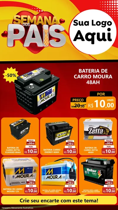 Modelo de Rede Social para Stories com o tema Semana Dos Pais para Baterias Elétricas