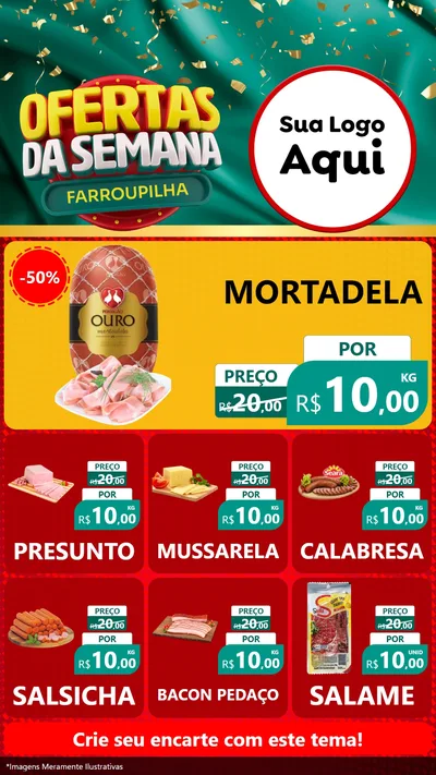 Modelo de Rede Social para Stories com o tema Ofertas da Semana Farroupilha para Frios e Laticínios