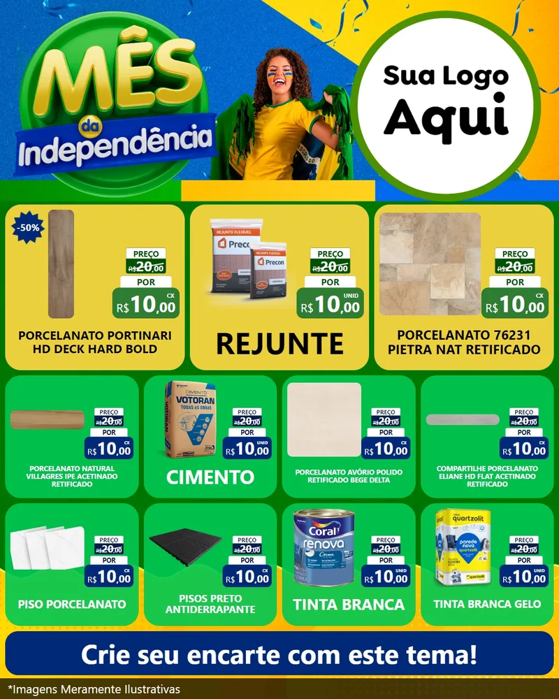 Modelo de Rede Social para Feed Instagram com o tema Mês da Independência para Pisos e revestimentos