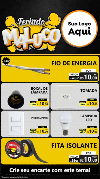 Modelo de TV para TV Vertical com o tema Feriado Maluco para Materiais Elétricos