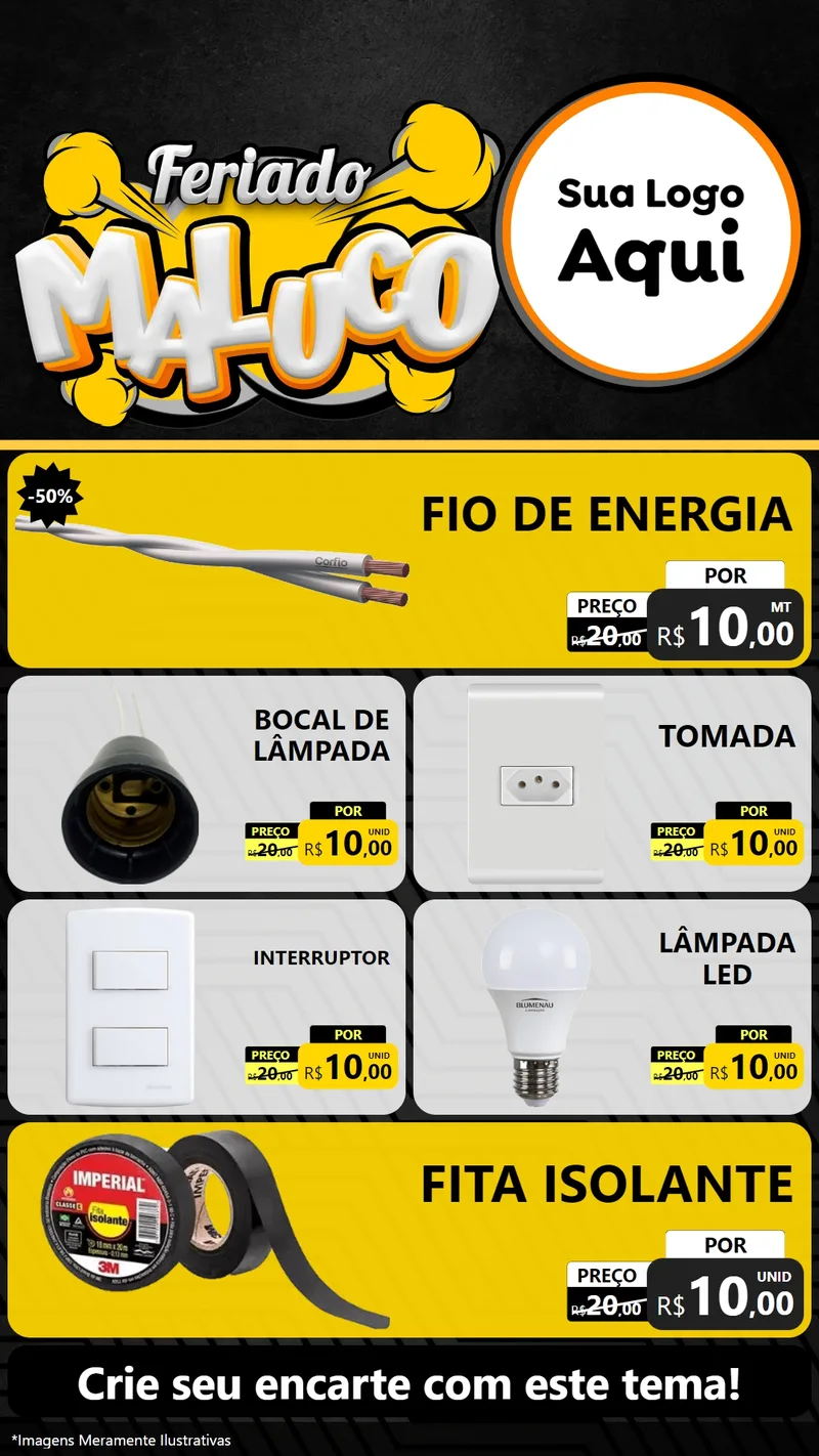 Modelo de TV para TV Vertical com o tema Feriado Maluco para Materiais Elétricos