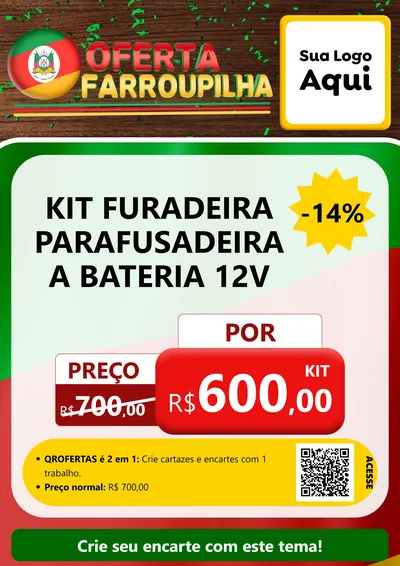 Modelo de Cartaz para Cartaz A4 Vertical com o tema Oferta Farroupilha para Maquinas e Ferramentas