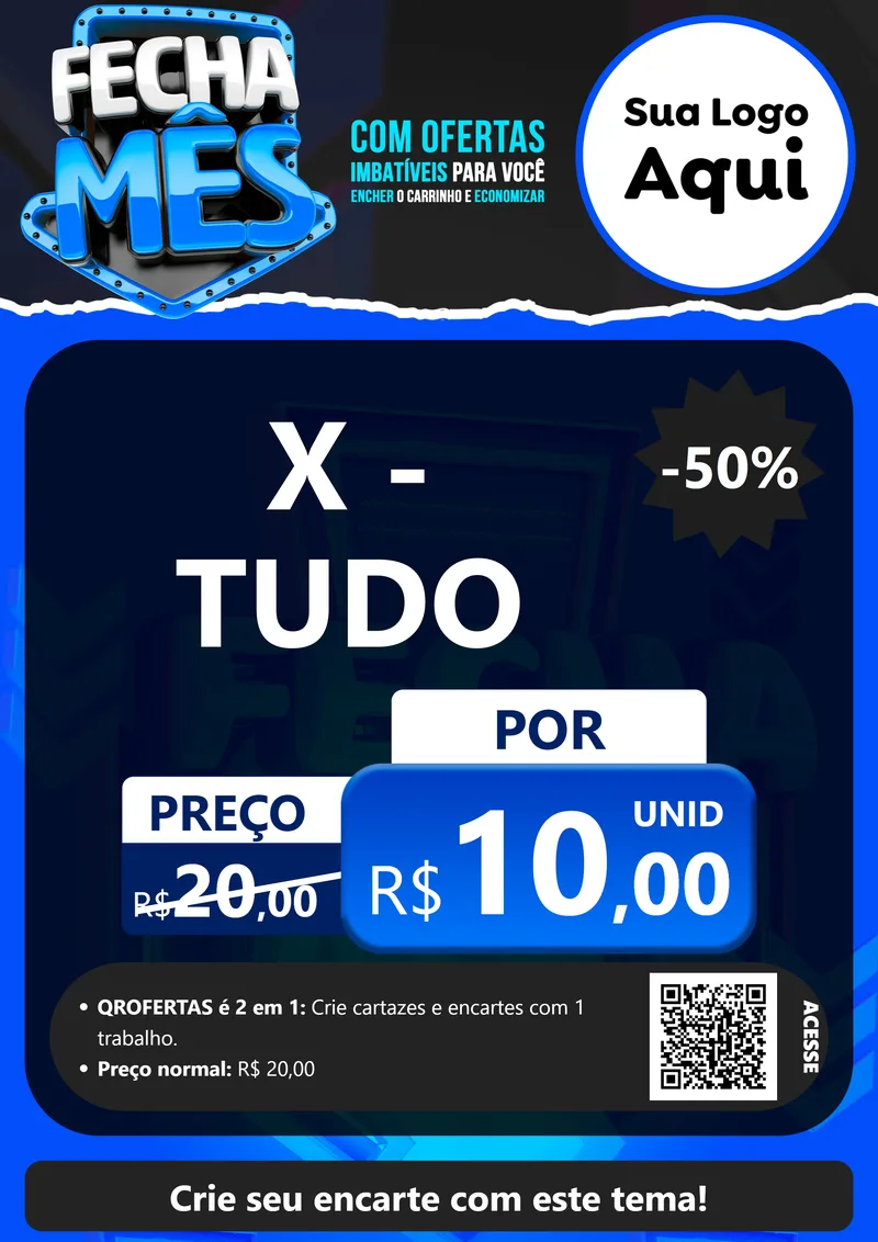 Modelo de Cartaz para Cartaz A4 Vertical com o tema Fecha Mês para Hamburgueria