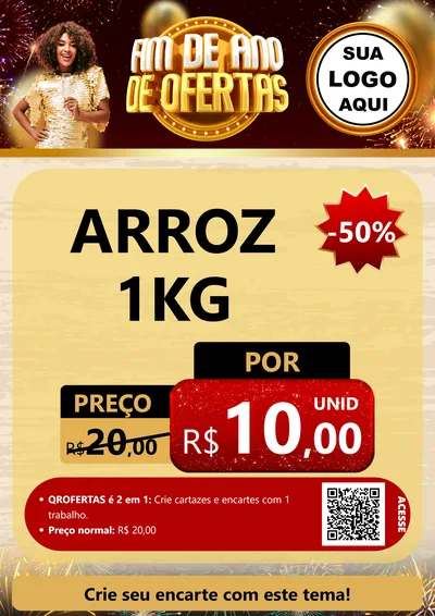Modelo de Cartaz para Cartaz A4 Vertical com o tema Fim de Ano de Ofertas para Supermercado