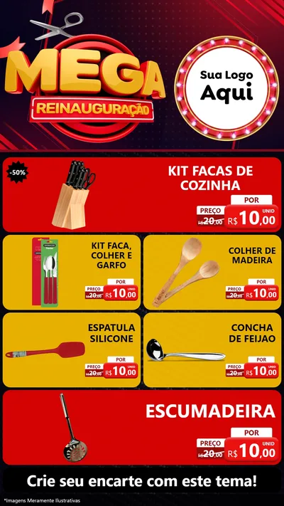 Modelo de TV para TV Vertical com o tema Mega Reinauguração para Utilidades Domésticas