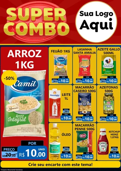 Modelo de Encarte para Encarte A4 Vertical com o tema Super Combo para Supermercado
