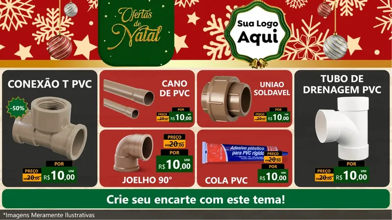 Modelo de TV para TV Horizontal com o tema Natal de Ofertas para Tubos e conexões