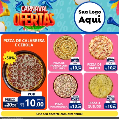 Modelo de Rede Social para Feed Facebook com o tema Carnaval de Ofertas para Pizzaria