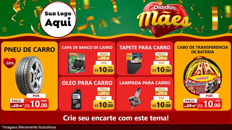 Modelo de TV para TV Horizontal com o tema Dia das Mães para Auto peças
