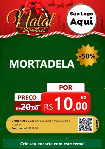 Modelo de Cartaz para Cartaz A4 Vertical com o tema Natal Imperdível para Frios e Laticínios
