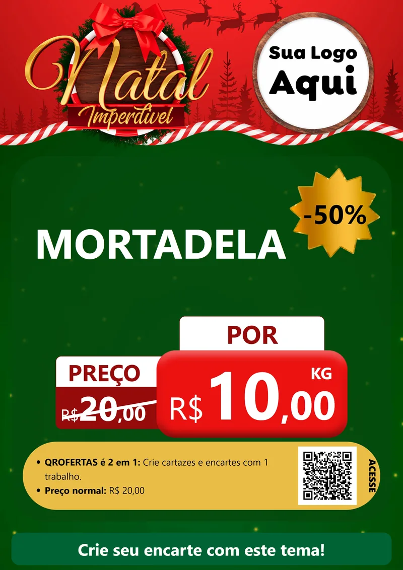Modelo de Cartaz para Cartaz A4 Vertical com o tema Natal Imperdível para Frios e Laticínios