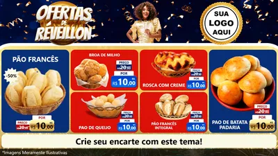 Modelo de TV para TV Horizontal com o tema Ofertas de Réveillon para Padaria