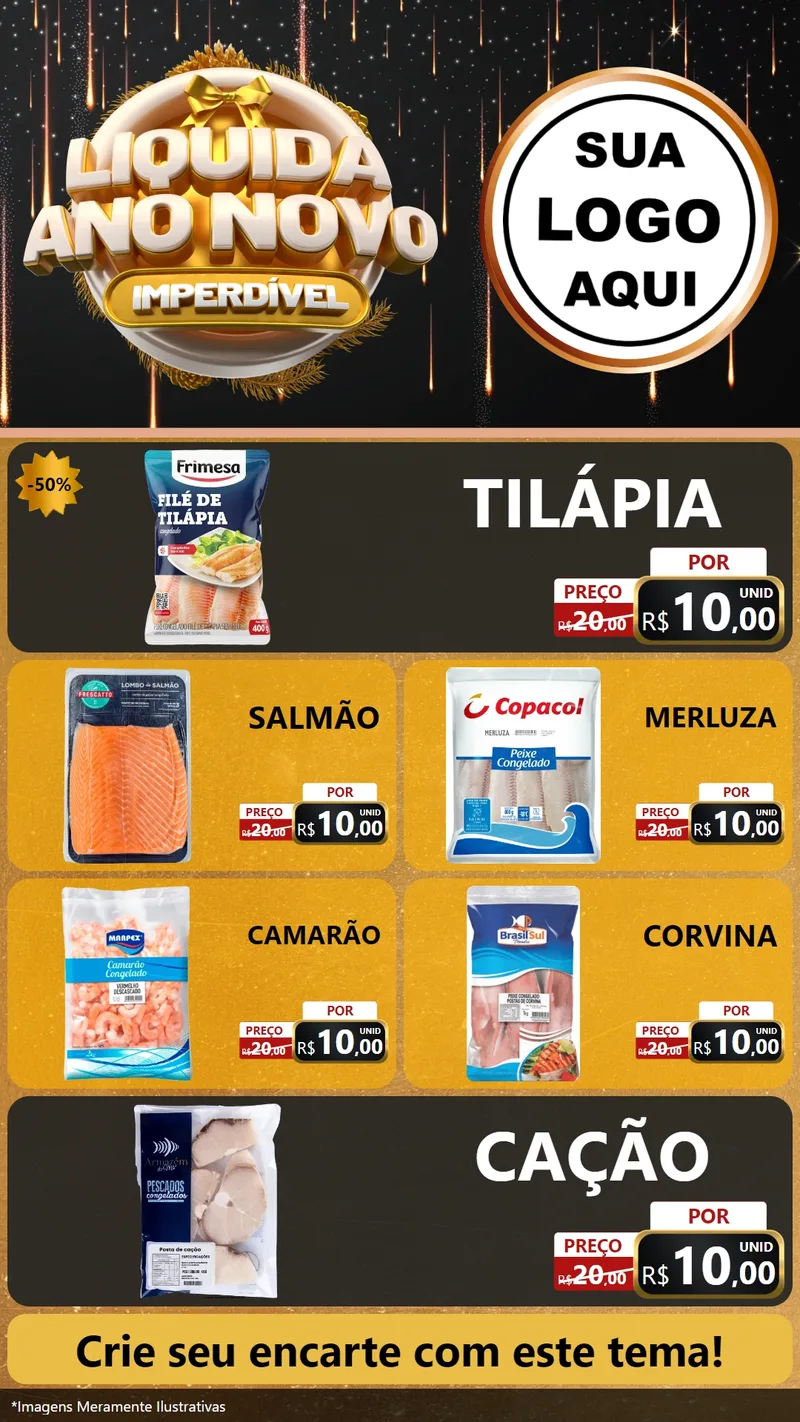 Modelo de TV para TV Vertical com o tema Liquida Ano Novo Imperdível para Peixaria