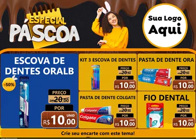 Modelo de Encarte para Encarte A4 Horizontal com o tema Especial Páscoa para Higiene Pessoal