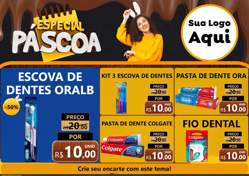 Modelo de Encarte para Encarte A4 Horizontal com o tema Especial Páscoa para Higiene Pessoal