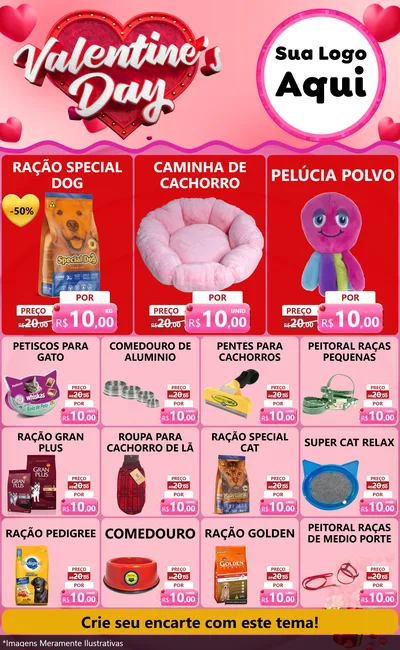 Modelo de Encarte para Encarte Grande com o tema Valentine's Day para Pet Shop