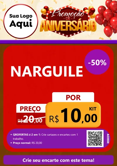 Modelo de Cartaz para Cartaz A4 Vertical com o tema Promoção de Aniversário para Tabacaria