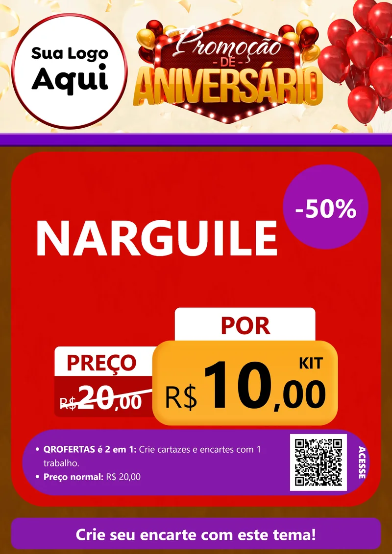 Modelo de Cartaz para Cartaz A4 Vertical com o tema Promoção de Aniversário para Tabacaria