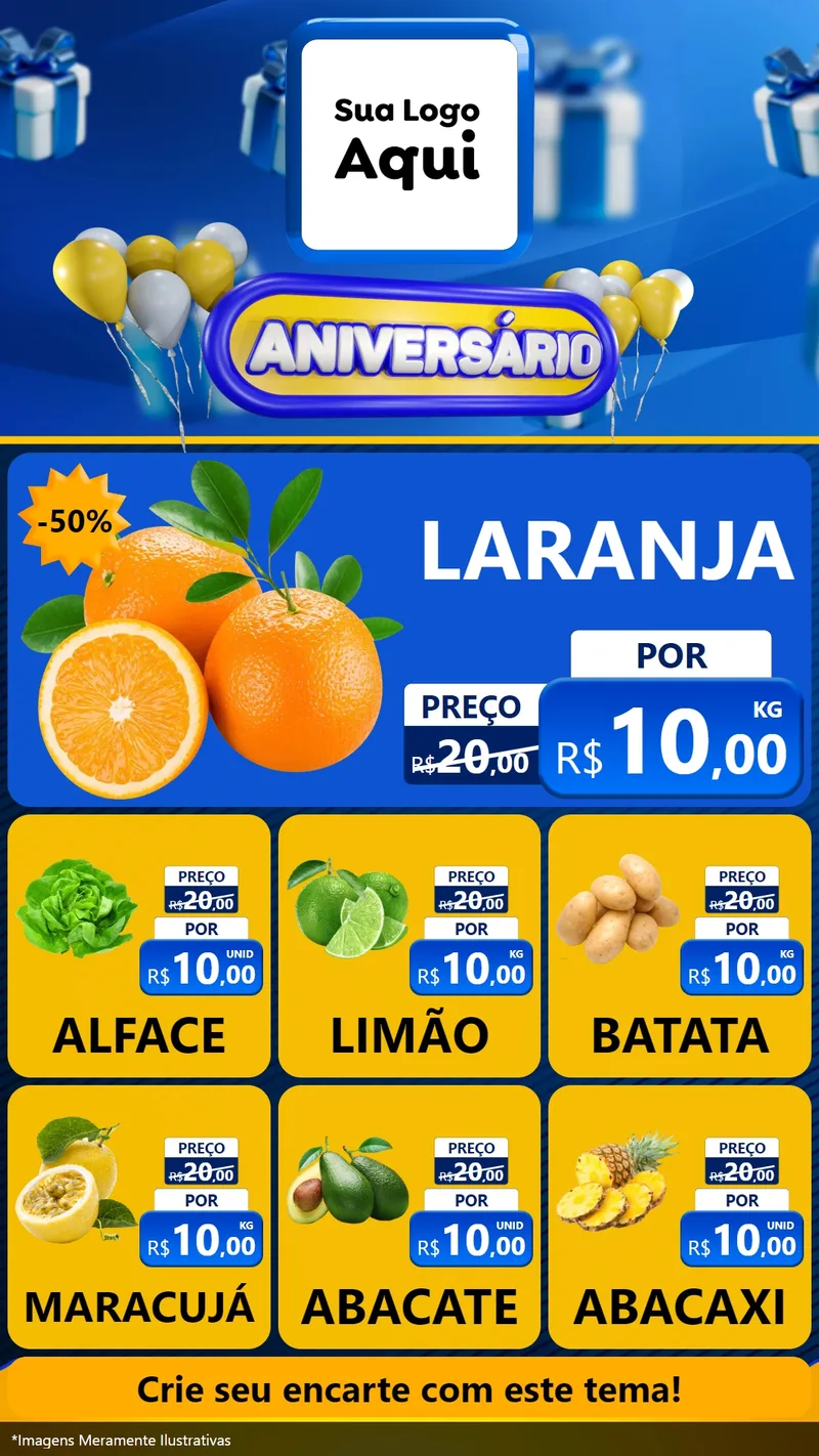 Modelo de Rede Social para Stories com o tema Aniversário para Hortifrúti