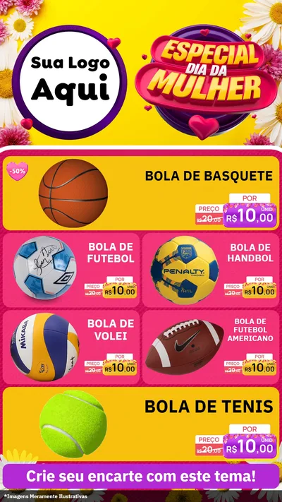 Modelo de TV para TV Vertical com o tema Especial Dia da Mulher para Artigos Esportivos