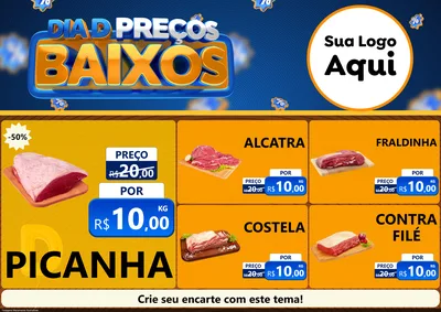 Modelo de Encarte para Encarte A4 Horizontal com o tema Dia D Preço Baixo para Açougue