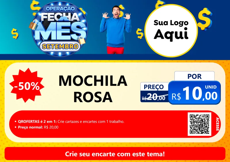 Modelo de Cartaz para Cartaz A4 Horizontal com o tema Operação Fecha Mês Setembro para Papelaria