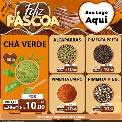 Modelo de Rede Social para Feed Facebook com o tema Feliz Páscoa para Produtos Naturais